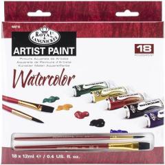 Set 18 x 12 ml acuarele si 2 pensule Royal & Langnickel