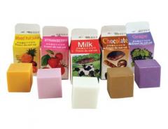 Set 5 radiere parfumate in forma de cutie de lapte si suc