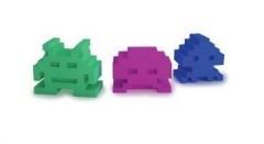 Kikkerland Space Intruders Erasers Set of 3 Blue, Purple and Green