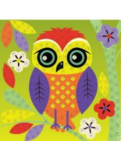 Mozaic din hartie cu bufnita si vulpe