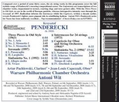 Penderecki: Sinfoniettas, Oboe Capriccio