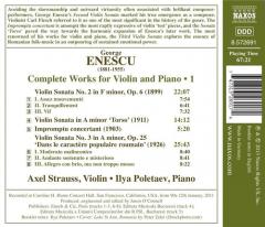 George Enescu: Complete Works for Violin and Piano, Vol. 1