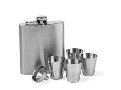 Set sticla 200 ml cu 4 pahare 30 ml din inox