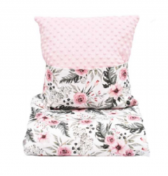 Set pernuta cu buzunar pentru carti si paturica "Gradina de trandafiri" - Roz