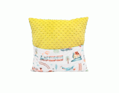 Pernuta cu buzunar pentru carti "Trenulete jucause" - Galben