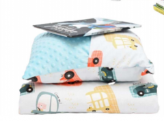 Set pernuta cu buzunar pentru carti si paturica "Super masinute" - Bleu