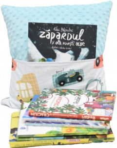 Pernuta cu buzunar pentru carti "Super masinute" - Bleu