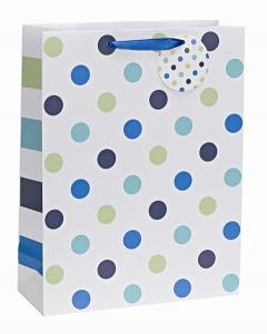 Punga pentru cadou - Spots Stripes - Blue - Mini Meridian Import Company