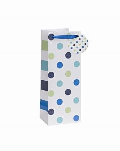 Punga pentru cadou - Spots Stripes - Blue - Bottle Meridian Import Company