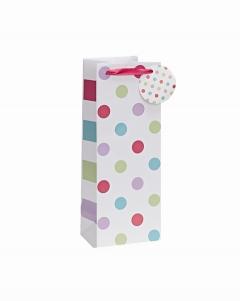 Punga pentru cadou -  Spots and Stripes - Pink - Bottle