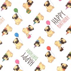 Hartie de impachetat - Pug Happy Birthday Puckator