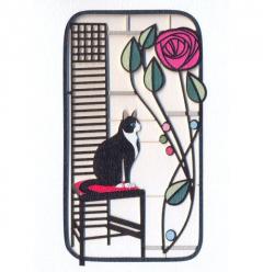 Felicitare - Black And White Cat and Rose