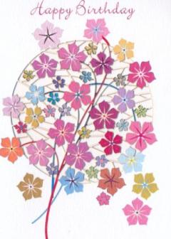 Felicitare - Happy Birthday Pink Flowers