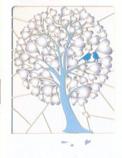 Felicitare - White Heart Tree. Blue Birds Forever Handmade Cards