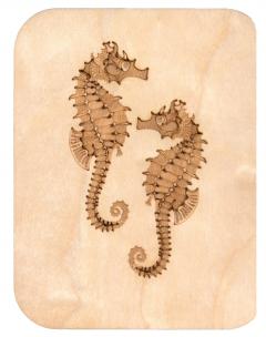 Felicitare din lemn - Seahorses Forever Handmade Cards