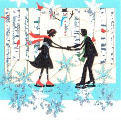 Felicitare - Xmas Ice Birch Tree Snow Man Couple