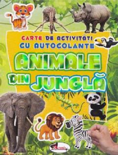 Carte de activitati cu autocolante - Animale din jungla