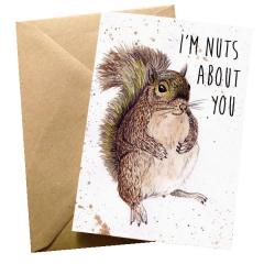 Felicitare - Splatter Squirrel Nuts About You Wraptious