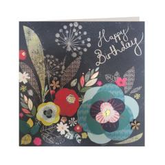 Felicitare - Happy Birthday Grey Floral Laura Darrington Design