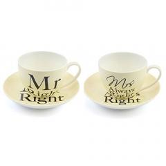 Set 2 cesti cu farfurie - Mr & Mrs Right Lesser & Pavey