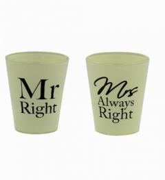 Set 2 pahare pentru shot - Mr Right & Mrs Always Right