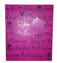 Punga mare pentru cadouri - Happy Birthday Pink Glick
