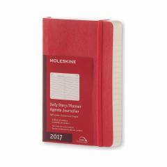 Agenda 2017 -  Scarlet Red Pocket Daily Diary 12 Month Soft