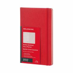 Agenda 2017 - Moleskine Weekly Notebook, 12 Months, Large, Scarlet Red, Hard Cover 