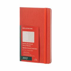 Agenda 2017 - Moleskine Weekly Notebook, 12 Months, Large, Coral Orange, Hard Cover