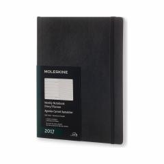 Agenda 2017 - Moleskine Weekly Notebook, 12 Months, Extra Large, Black, Soft Cover