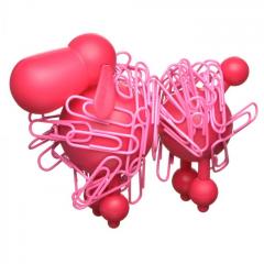 Suport agrafe birou - Pudel roz / Caniche Rose