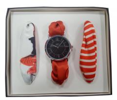 Set ceas cu 3 esarfe - Trend - Noir / Red