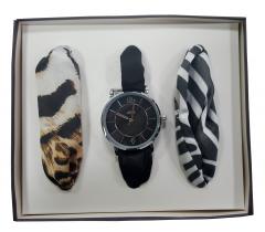Set ceas cu 3 esarfe - Trend - Noir / Animals
