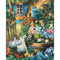 Kit pictura cu numere - Geese in the Garden, 40x50 cm