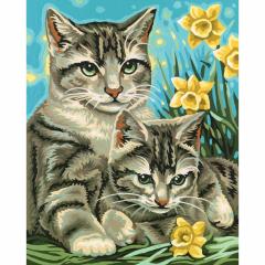 Kit pictura pe numere - Mother Cat, 24x30 cm