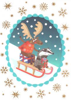 Felicitare - Moose Sleighing