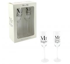 Set 2 pahare pentru sampanie - Mr and Mr Right Lesser & Pavey