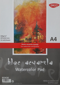 Bloc de desen A4 - 12 file - Acuarela