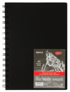 Bloc pentru schite A5 - Hartie Neagra