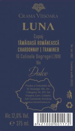 Vin alb - Luna, Tamaioasa Romaneasca, Chardonnay, Traminer, dulce, 2019