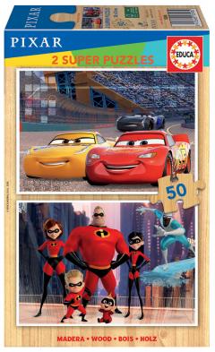 Puzzle 2x50 piese - Cars si The Incredibles