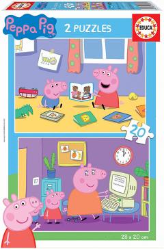 Set 2 puzzle-uri de 20 de piese - Peppa Pig