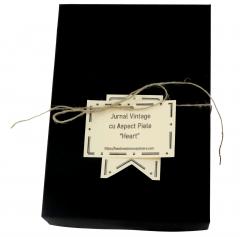 Jurnal - Heart, vintage cu aspect piele