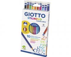 Set 10 creioane colorate cu radiera - Stilnovo