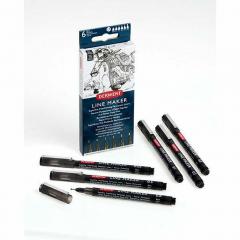 Set 6 linere - Line Maker Black Derwent
