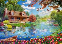 Puzzle 5000 piese - Casa de pe lac