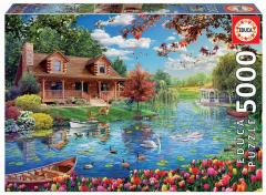 Puzzle 5000 piese - Casa de pe lac