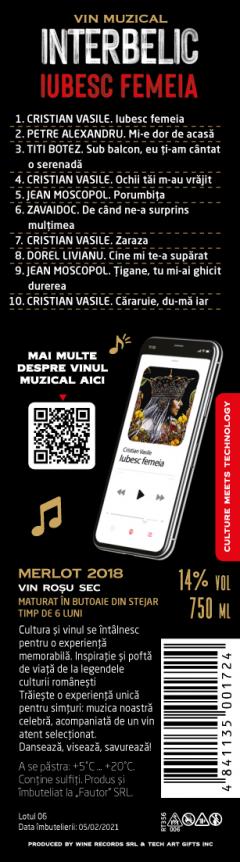 Vin muzical interbelic - Iubesc femeia, rosu, merlot, 2018, sec