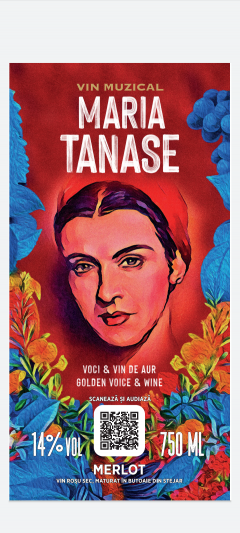 Vin muzical - Maria Tanase, rosu, merlot, 2018, sec