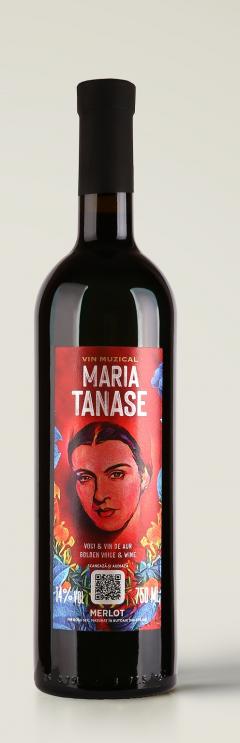 Vin muzical - Maria Tanase, rosu, merlot, 2018, sec